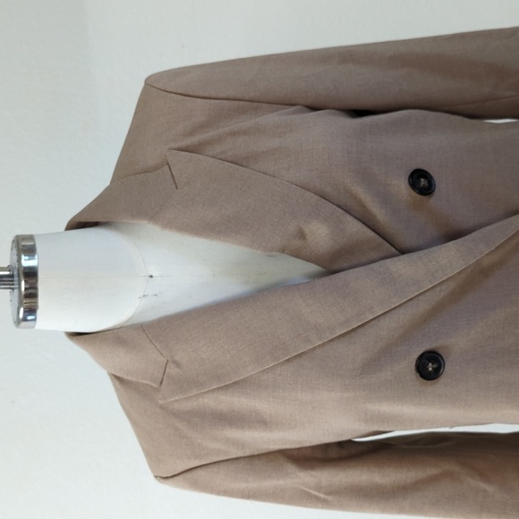 H&M Double Breasted 6 Buttons Blazer Tan 4 Business casual work office preppy - Picture 3 of 8